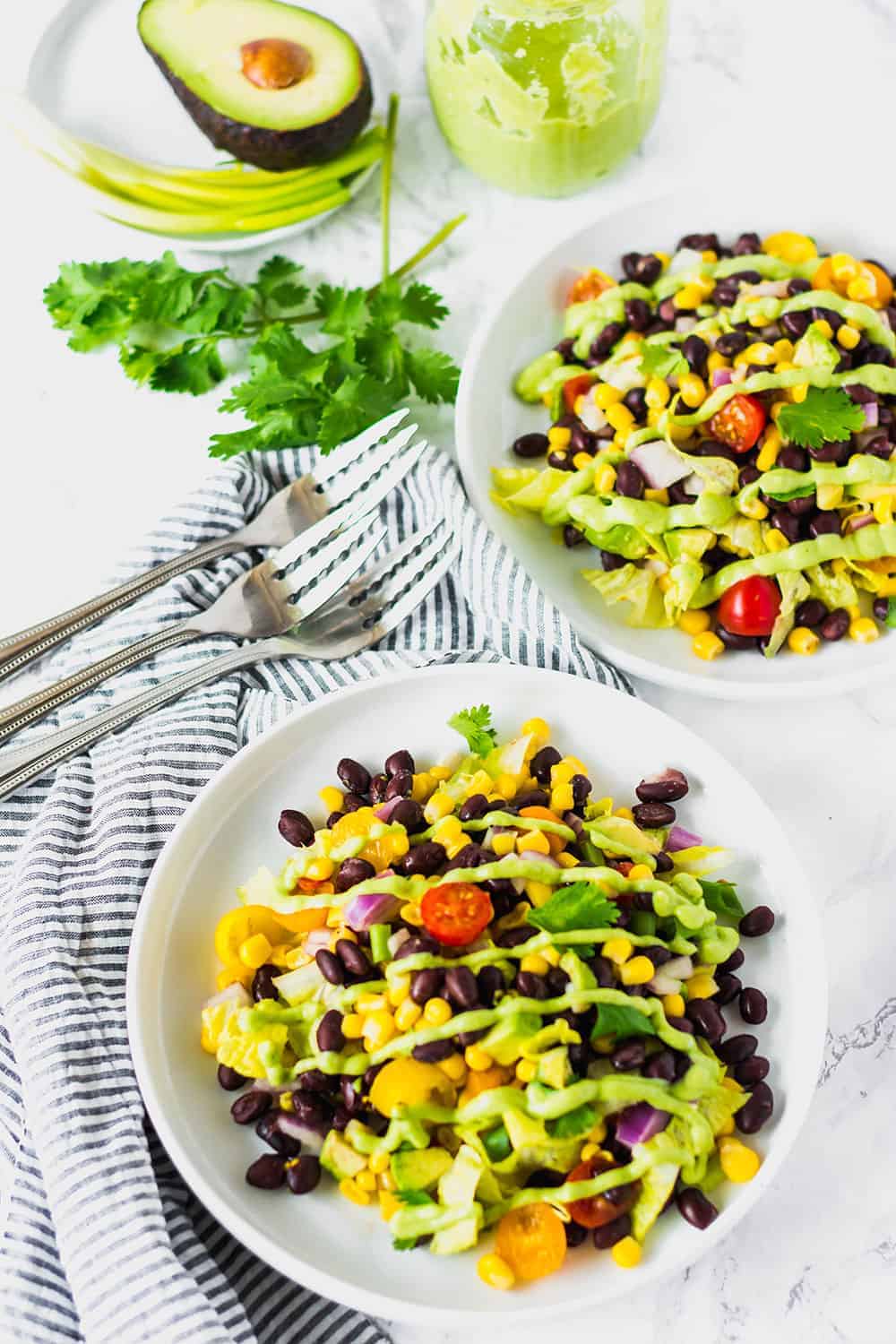 Vegan Southwestern Salad with Avocado Dressing