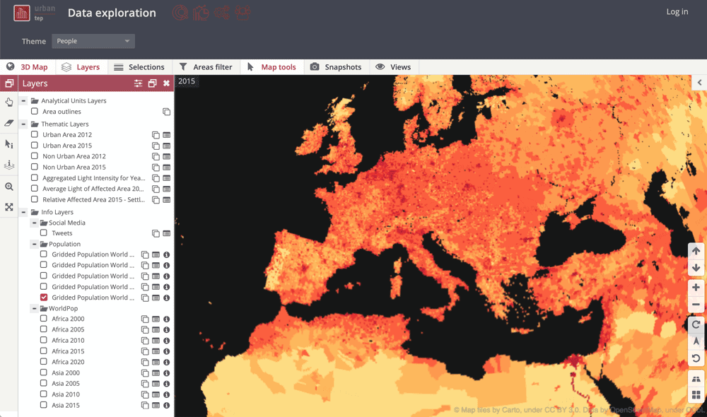 Screenshot from the Urban Thematic Exploration Platform (TEP) mapping application.
