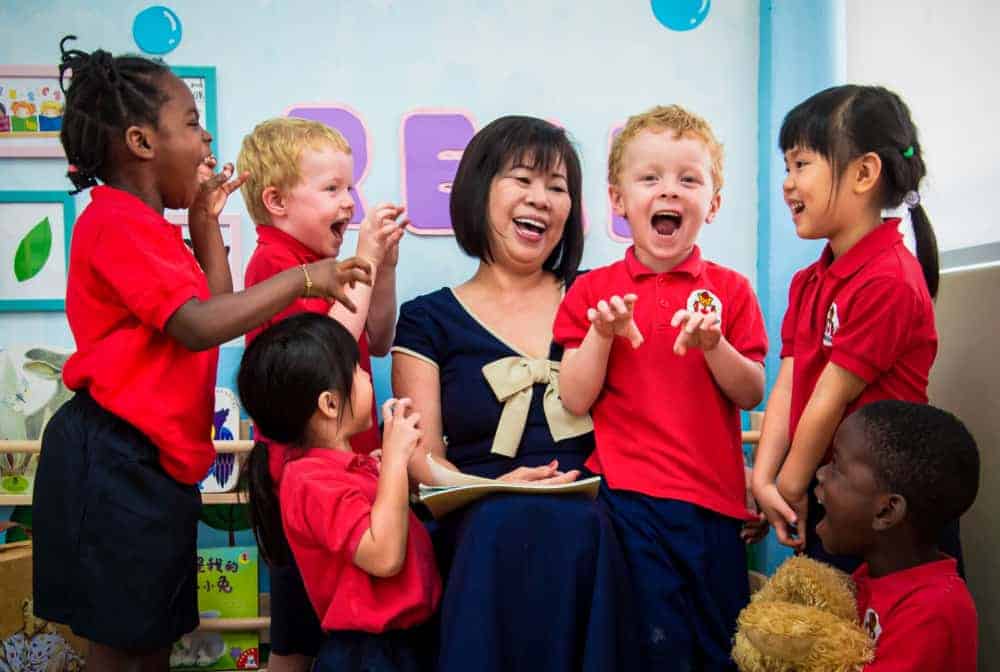 patricia koh with happy children of maplebear