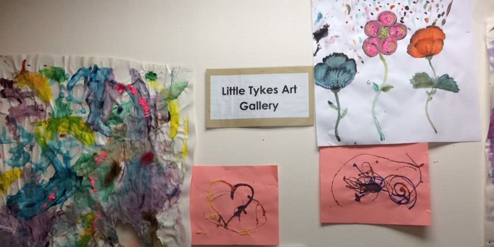 childrens art on wall