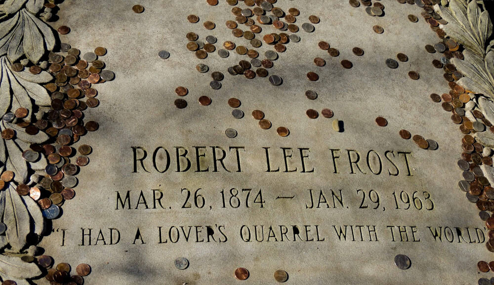 Bennington VT The gravestone of Robert Frost in Bennington VT