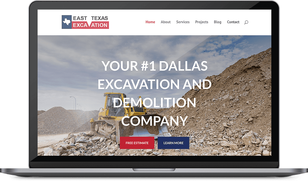 East Texas Excavation web design mockup