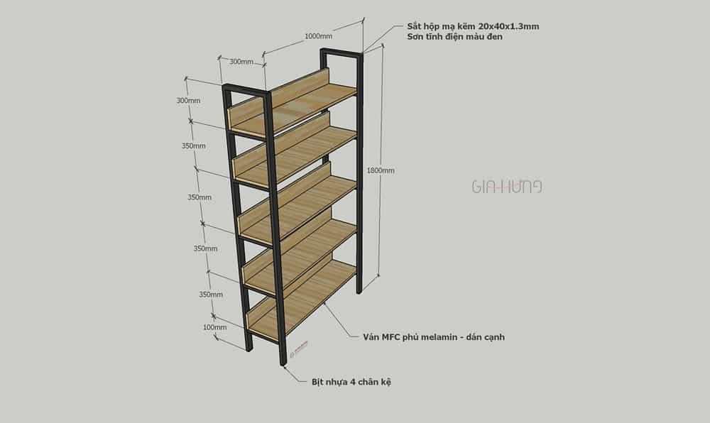 Thông số kích thước kệ trang trí khung chân sắt mặt gỗ GHZ-31 Thông số kích thước kệ trang trí khung chân sắt mặt gỗ GHZ-31