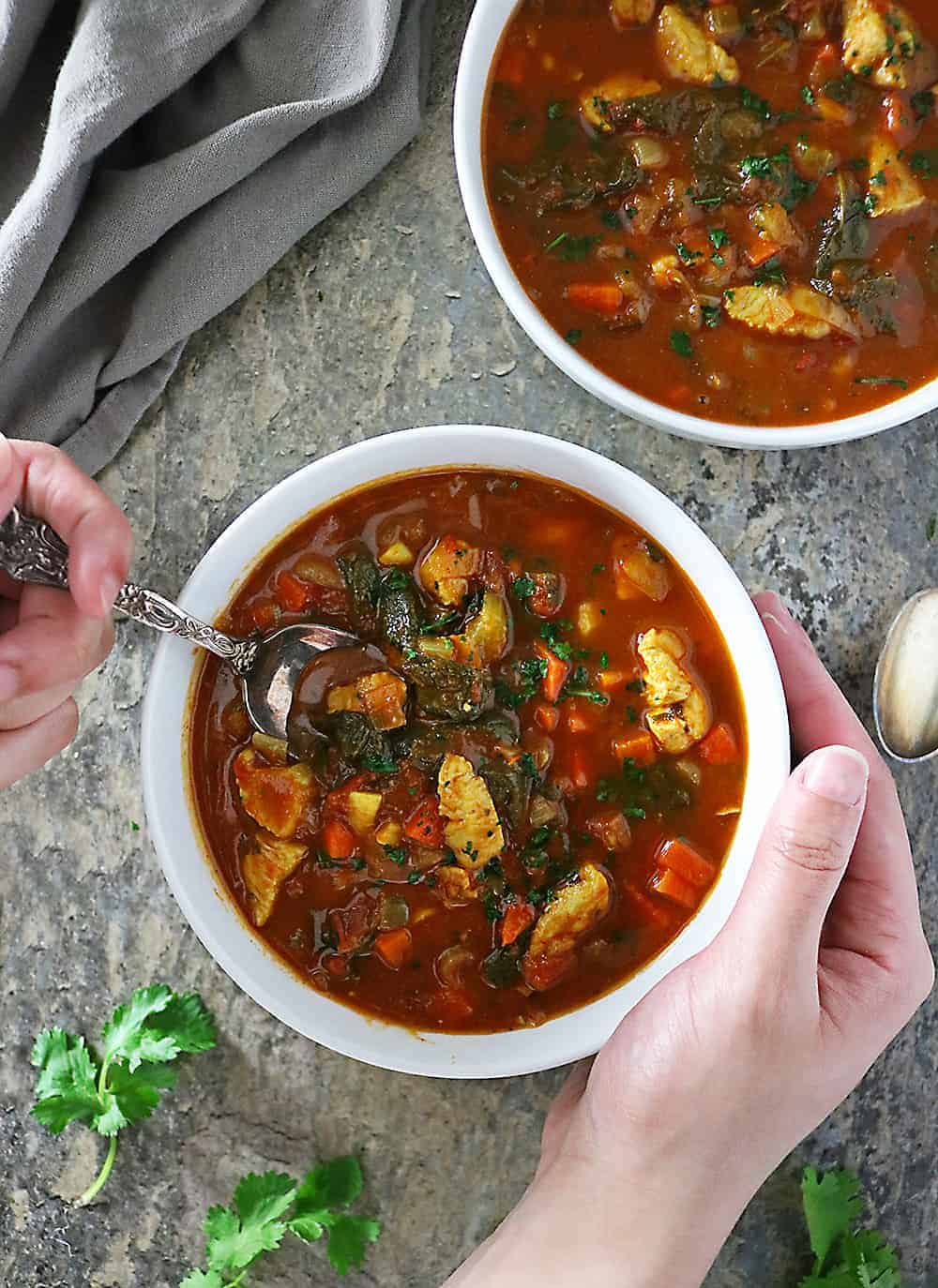 Hearty Turkey Spinach Soup For Dinner Photo