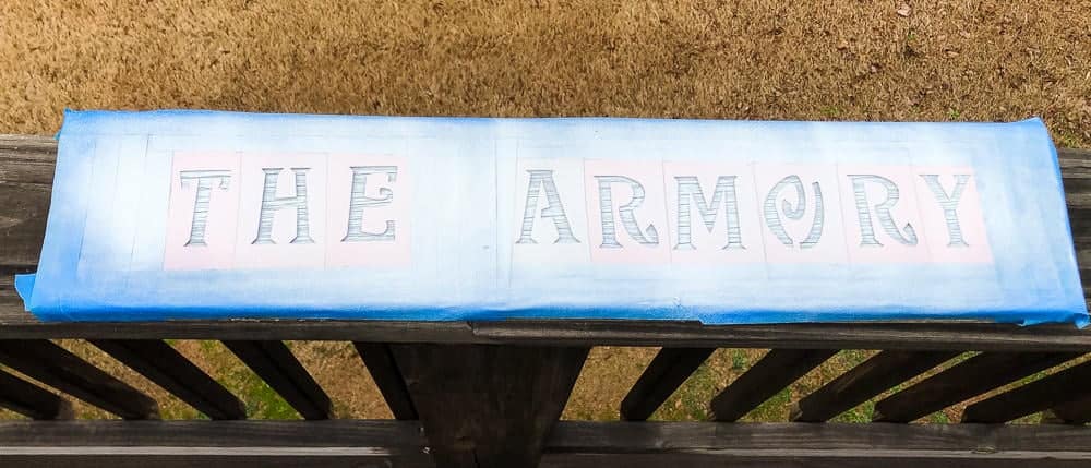 armory sign waiting to dry