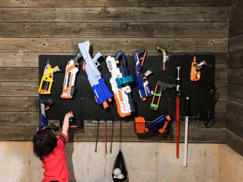 finishing pegboard nerf armory