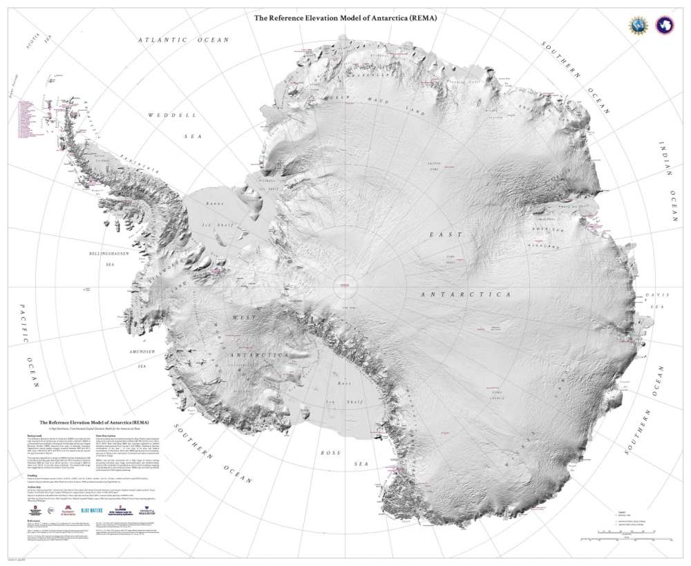 The Reference Elevation Model of Antarctica (REMA).