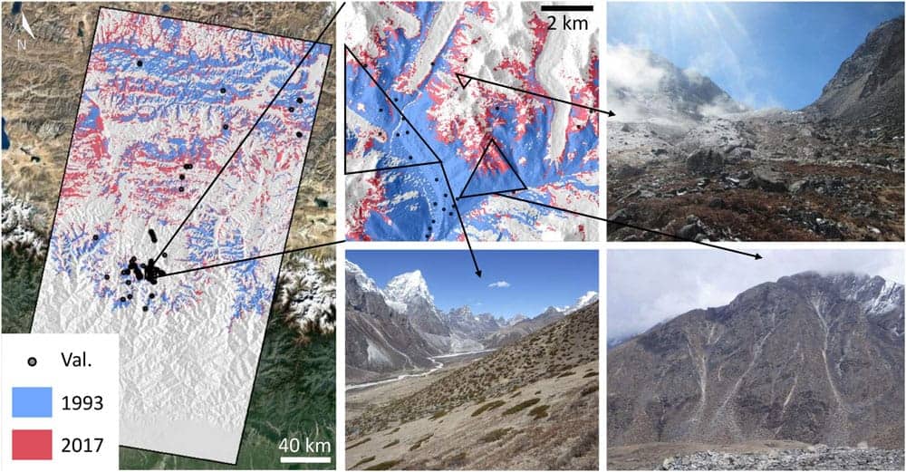 Researchers analyzed Landsat satellite imagery between 1993 to 2018 to look at changes in subnival vegetation cover in the Himalayas.