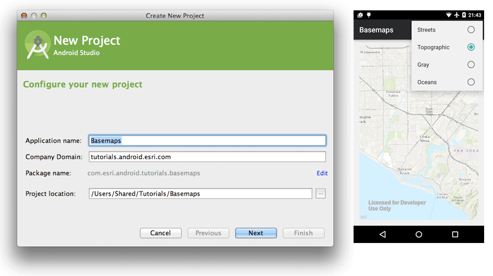 Screenshots from the ArcGIS Runtime SDK for Android Guide. Source: Esri