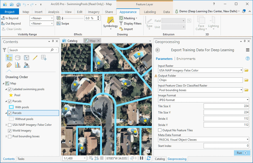 ArcGIS Pro tool for labeling and exporting training data for deep learning. Image: Jha & Singh, 2018.