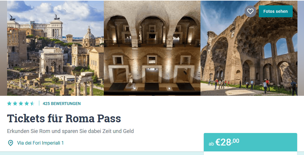 Übernachten in Rom ab 11,38€ die Nacht im Bungalow Italien City Pass 28,00€ 4 Screenshot Deal Italien City Pass in Rom ab 28,00€
