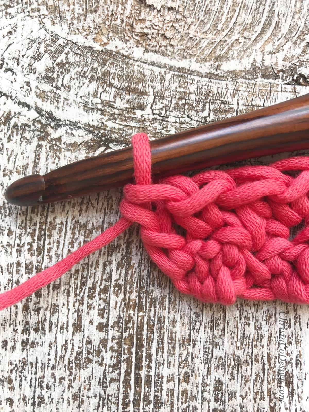 picture of end of row 2 lemon peel stitch tutorial
