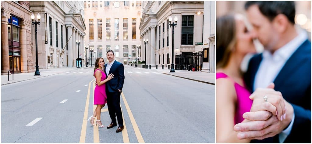 Chicago Board of trade engagement session at The Rookery Building Engagement Session