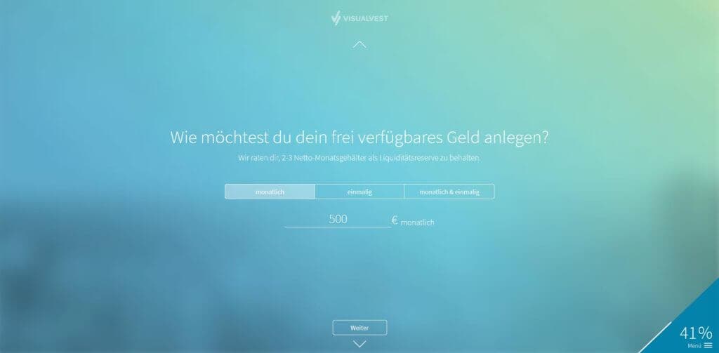 Schritt 4:
Eingabe der Sparrate | Bildquelle: Screenshot von VisualVest