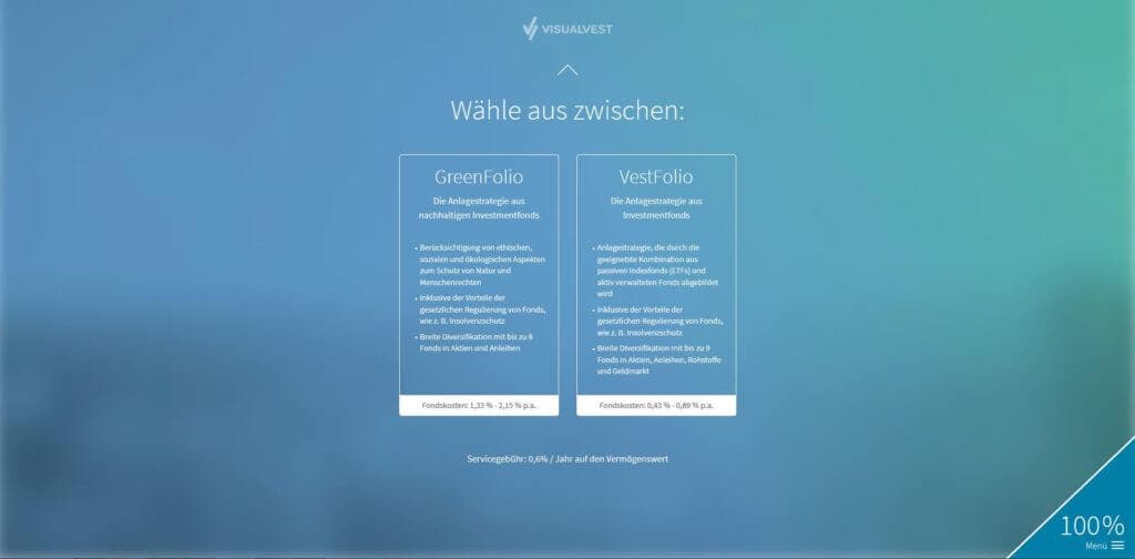 Schritt 13: Wähle aus zwischen GreenFolio oder VestFolio
| Bildquelle: Screenshot von VisualVest