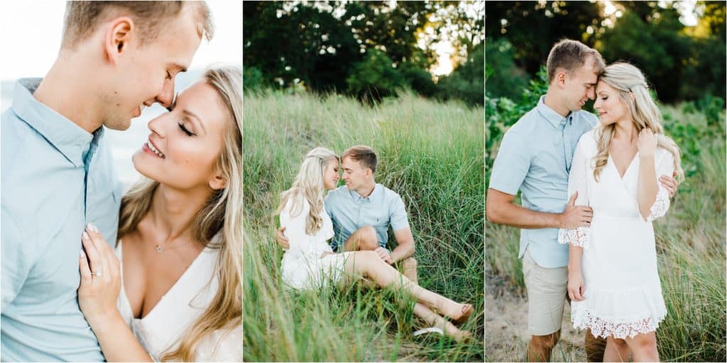 sunset beach engagement session Chicago