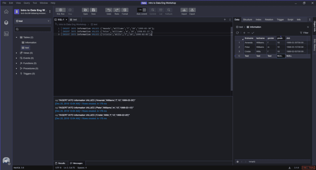 sql client code