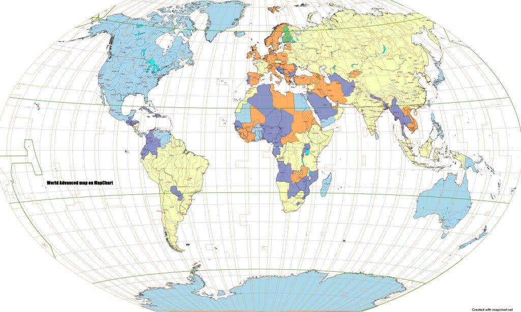 example world map with all the features