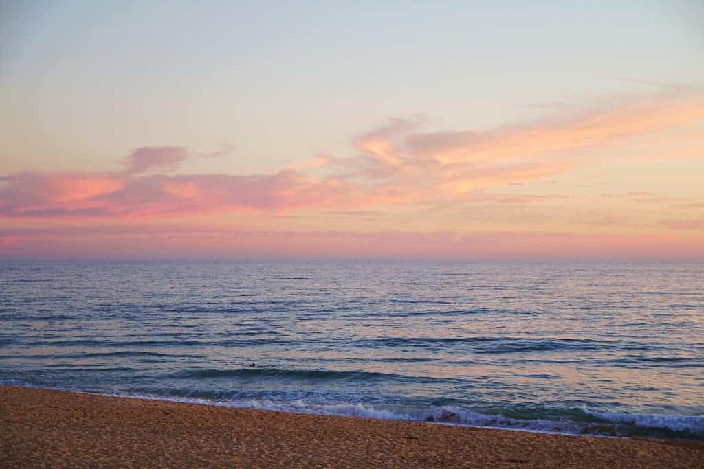 Romantic Portuguese beach sunset