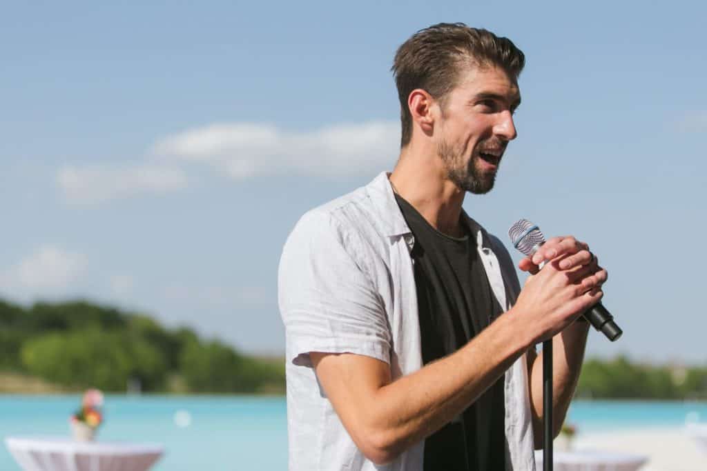 Michael Phelps at the Windsong Ranch LAGOON Grand Opening Event