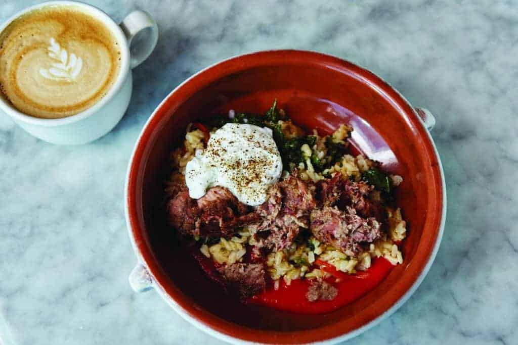 Epicerie Breakfast Bowl and Latte.