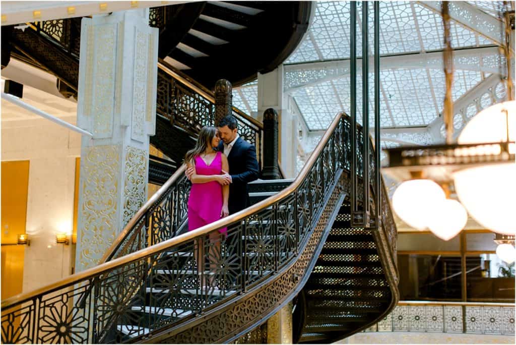 Chicago Board of trade engagement session at The Rookery Building Engagement Session