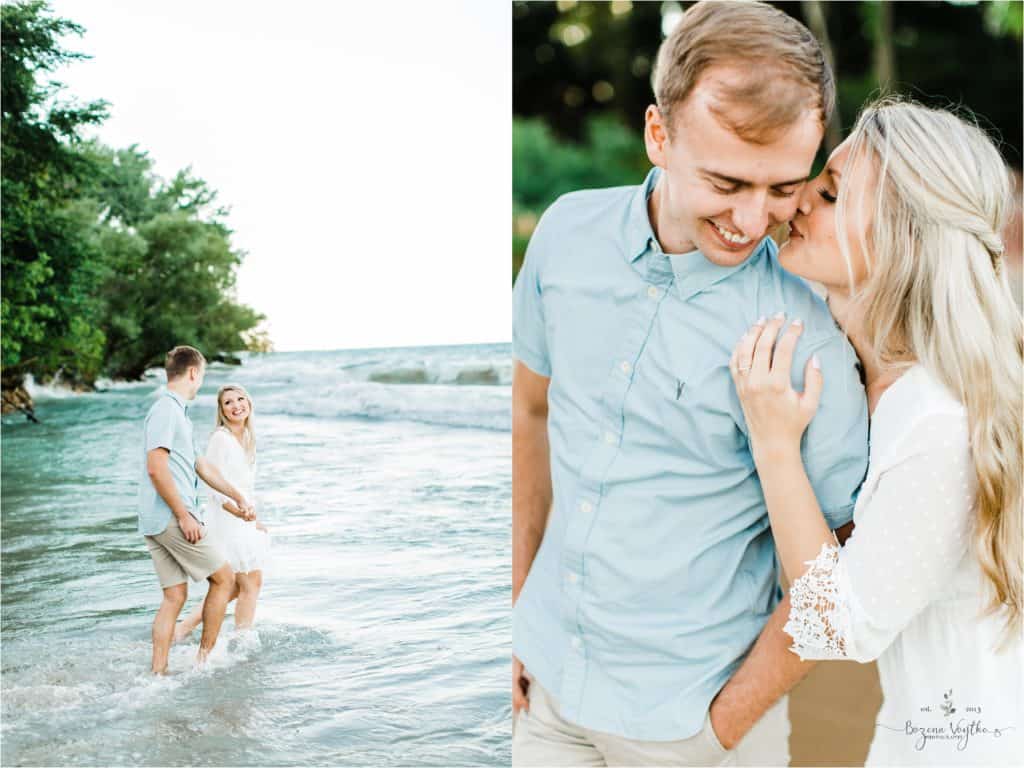 beach session happy couple in Chicago