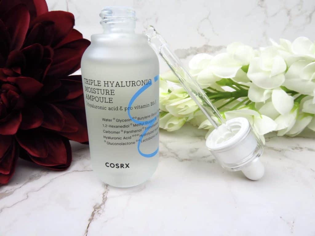 COSRX triple hyaluronzuur serum met drie soorten hyaluronzuur. Alle huidtypes geschikt, droge huid, hyaluronzuur, hyaluronic acid, glycerine, panthenol, PHA, Aha, exfoliatie