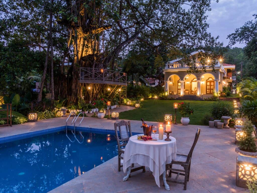 Drinking by the pool
