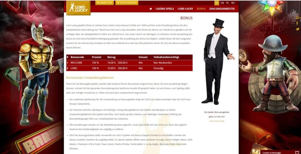 Lord Lucky Netent Casino Bonusangebote