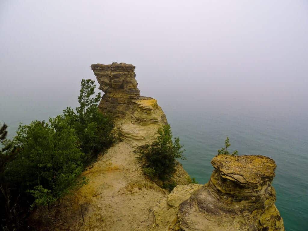 Pictured Rocks National Lakeshore hiking Rock outcroppings on Lake Superior at Pictured Rocks National Lakeshore
