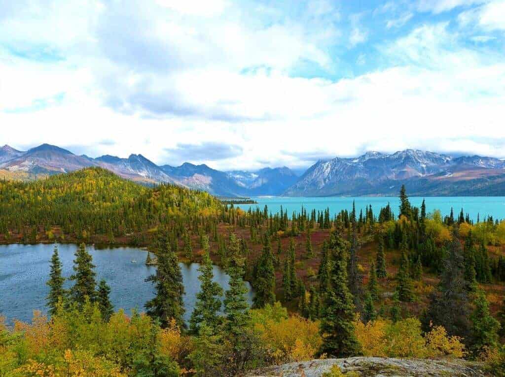 An autumn view of Lake Clark National Park in Alaska.