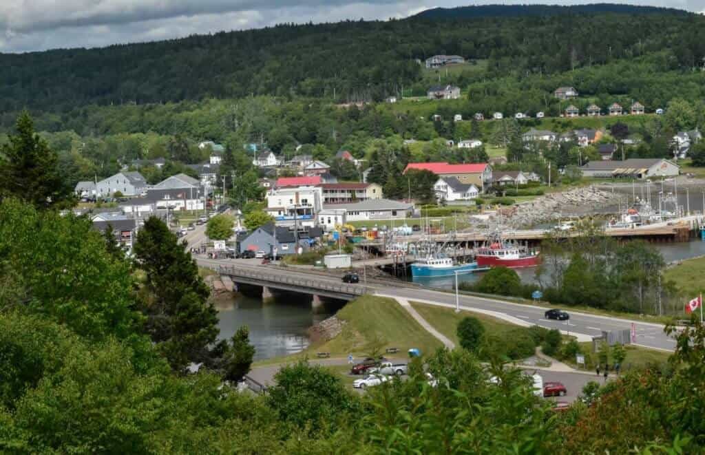 The town of Alma as seen from Headquarters Campground in Fundy National Park.