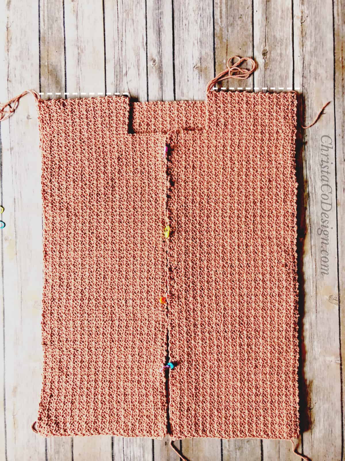 picture of completed front panels crochet cardigan in pink
