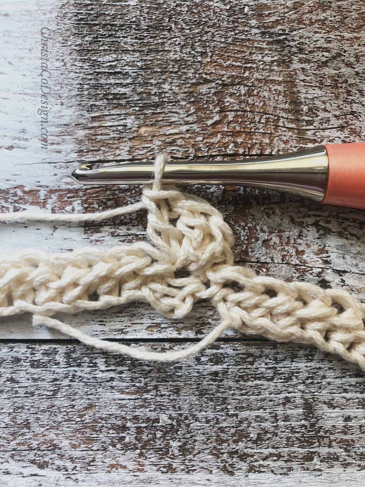 picture of crochet headband row 2 tutorial
