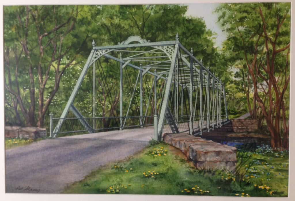 Watercolor of the Raven Rock Road bridge by Pat Shamy