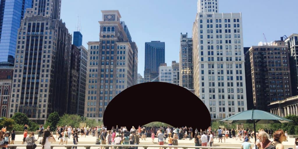 Anish Kapoor, Cloud Gate (1996) coated in Vantablack (2016)