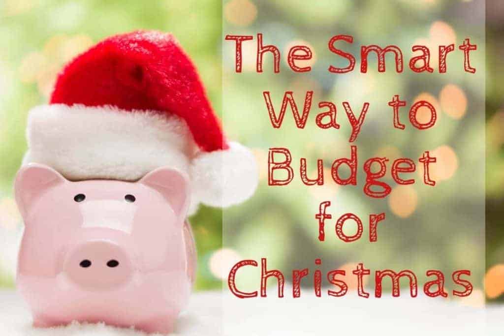 Piggy bank with Santa hat and text "The smart way to budget for Christmas"
