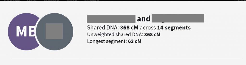 An example of unweighted shared DNA. In this case, since the matches are relatively close relatives sharing more than 90 cM, the Timber algorithm is not applied