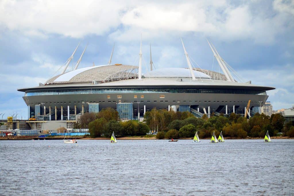 Gazprom Arena in Sankt Petersburg Austragunsstätte der Euro 2020 Gazprom Arena in Sankt Petersburg Austragunsstätte der Euro 2020