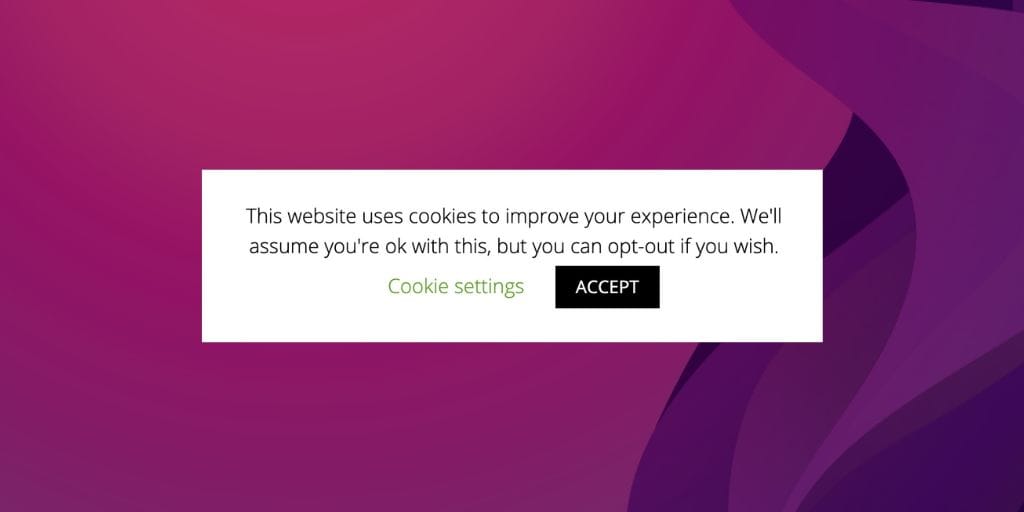 Cookie consent pop up in Room 101 Marketing Edition