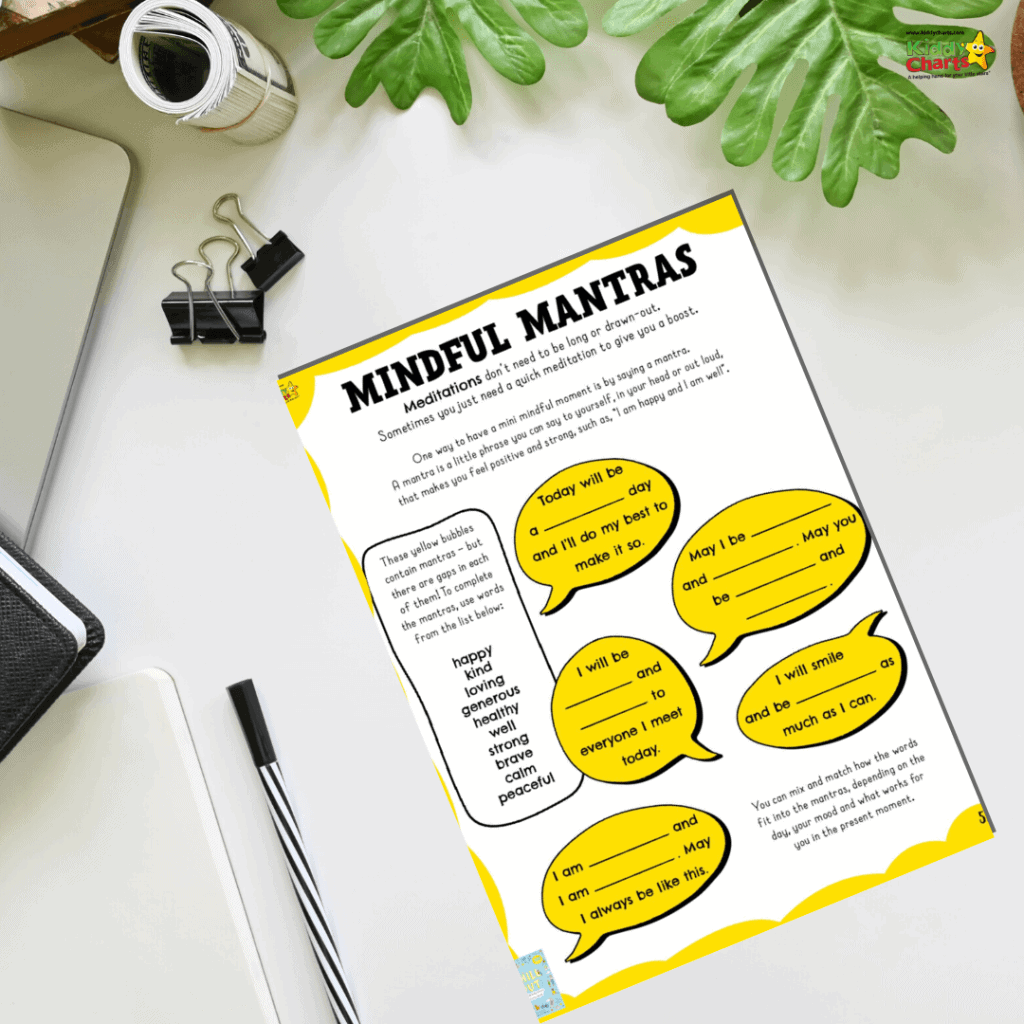 Mindful mantras for kids free printables