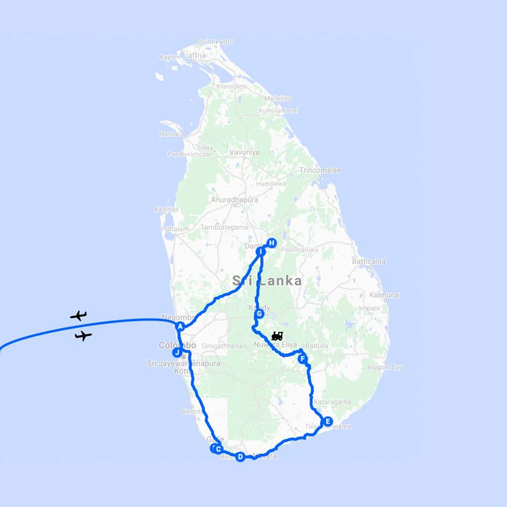 Reisroute Sri Lanka Malediven