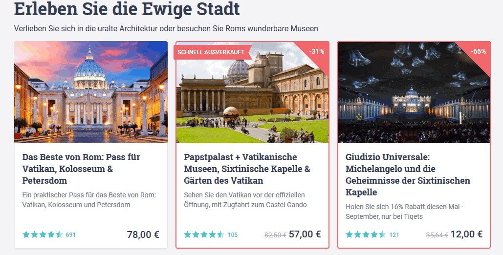 Tickets Rom für Touren - Screenshot Deals Tickets Rom für Touren - Screenshot Deals