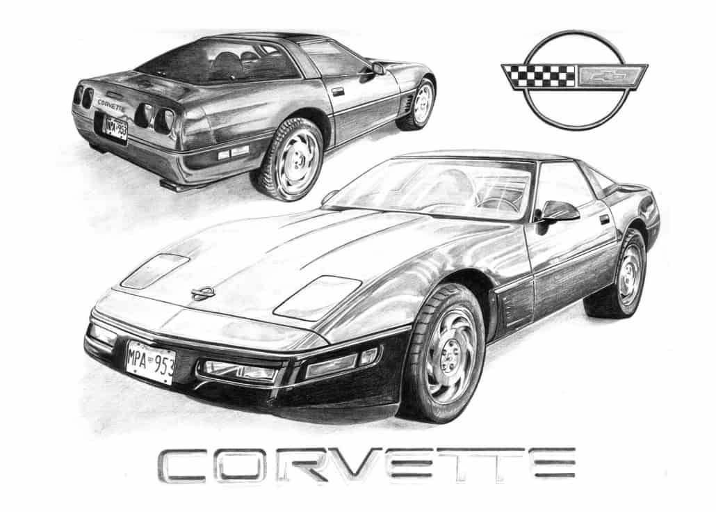 1995 Corvette Drawings/Drawing My First Corvette Sketch/Sketches