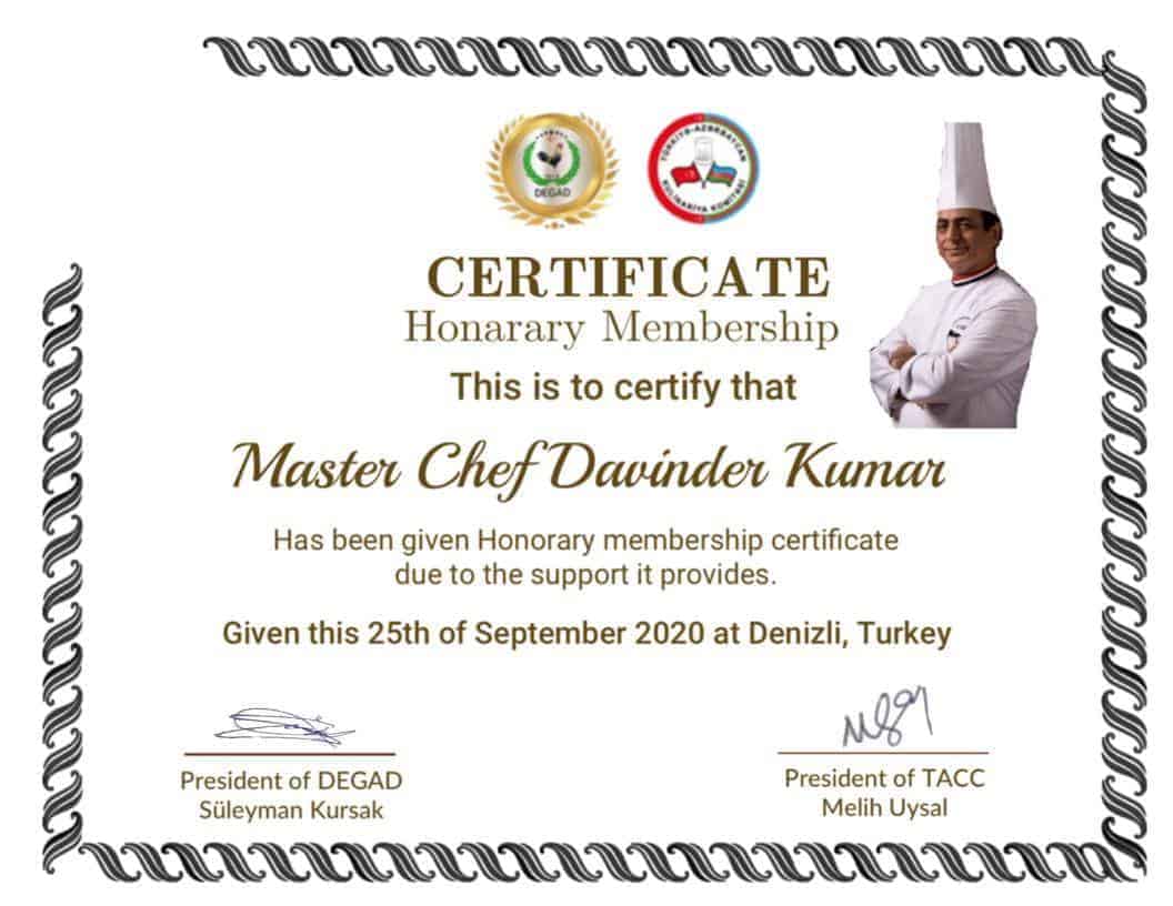 Honorary Membership Certificate by DEGAD & TACC (2020)