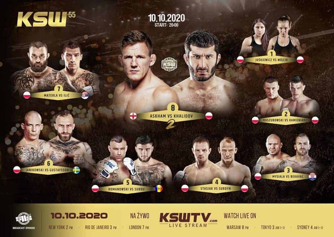 Ksw 55 Karta Walk Fight Card Askham Vs Khalidov Wyniki