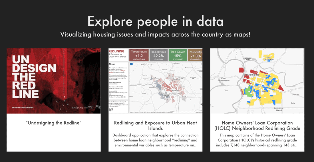 On the People for the People site, visitor can explore story maps to learn more about specific issues. Screenshot.