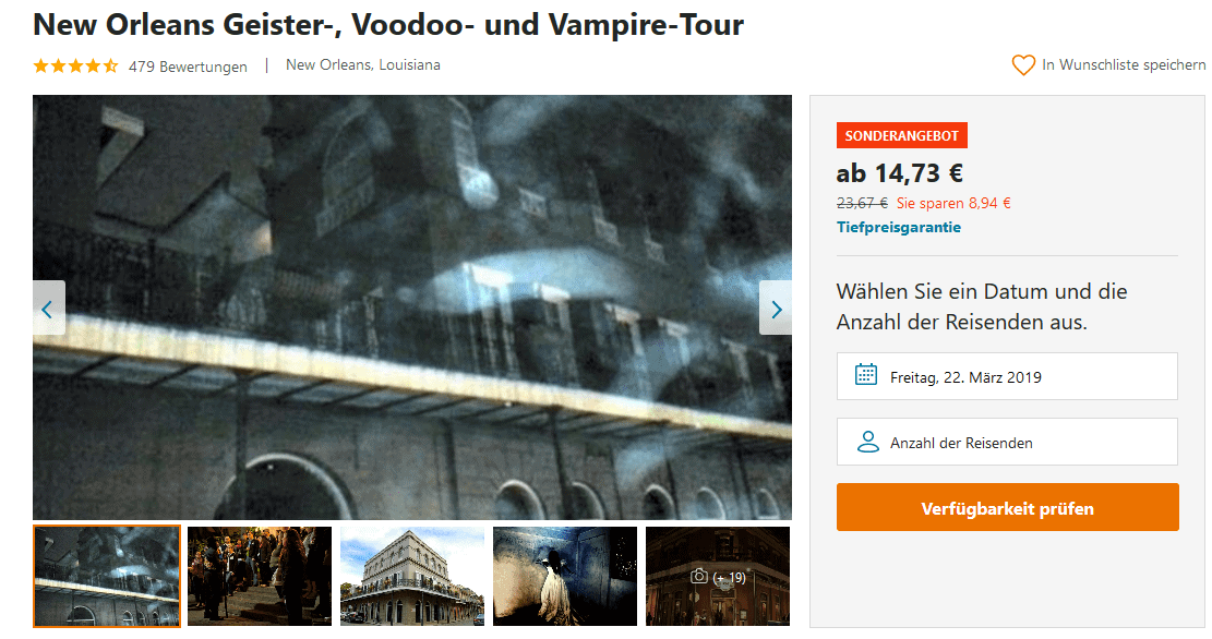 Screenshot Deal New Orleans Vampire Tour ab 14,73€- Geister & Voodoo in der USA Screenshot Deal New Orleans Vampire Tour ab 14,73€- Geister & Voodoo in der USA