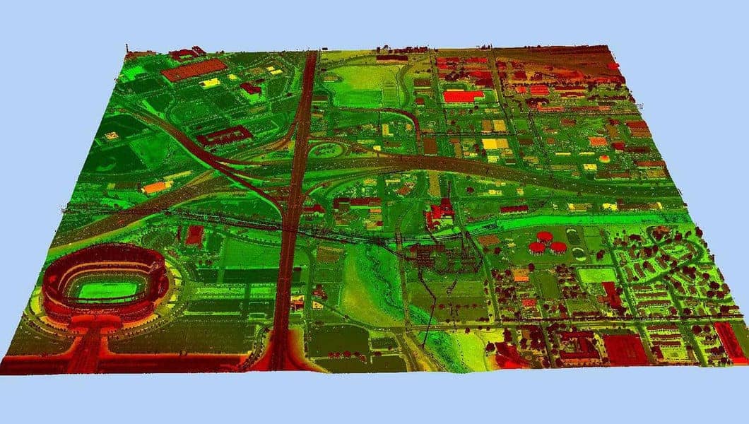 3D elevation data for an area of Denver, Colorado, in the form of a lidar point cloud. Image: Jason Stoker, USGS, public domain.